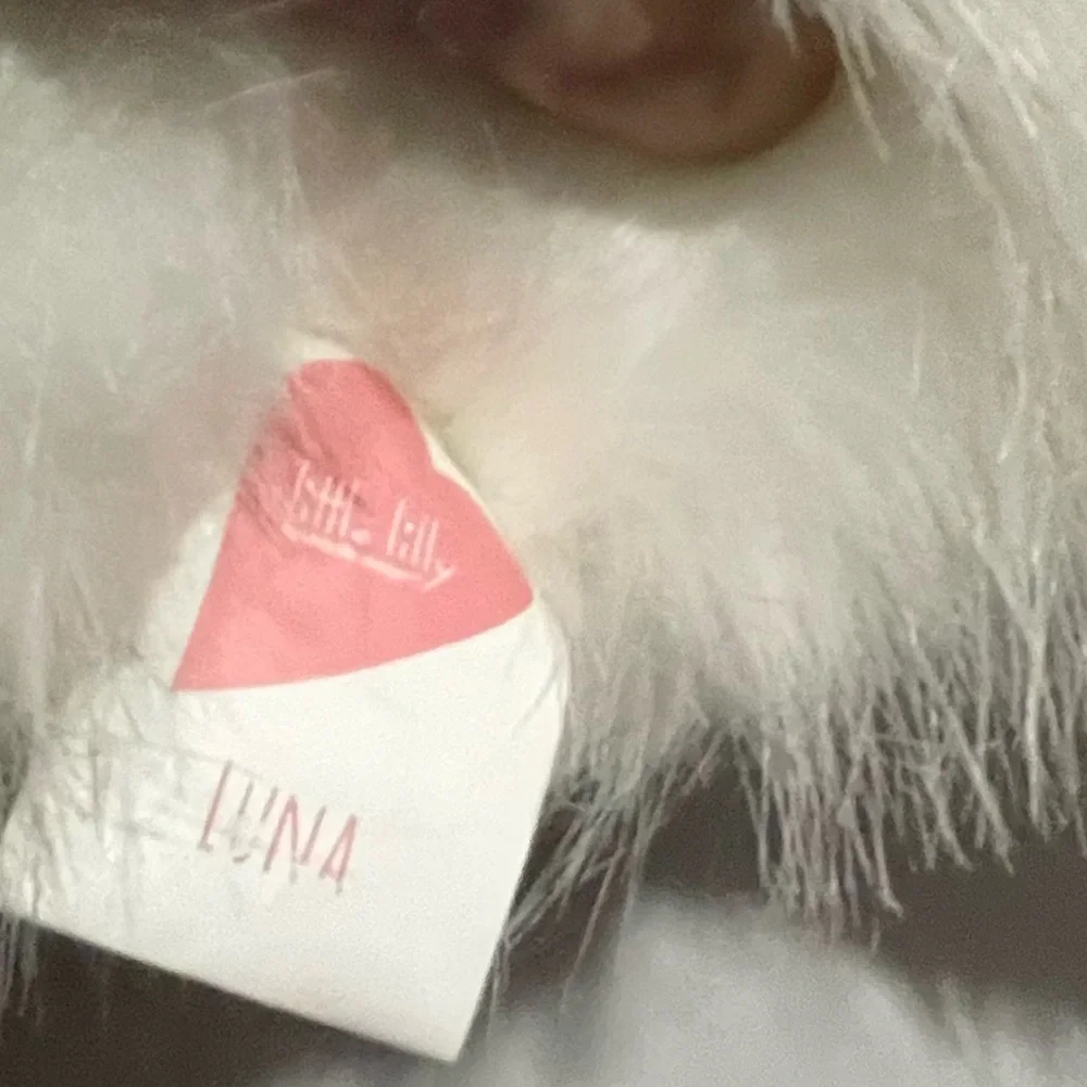 Luna THi Lily Charming White Cat Plush with Pink Bow